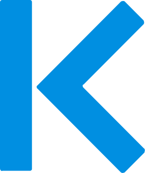 The K logo mark in blue
